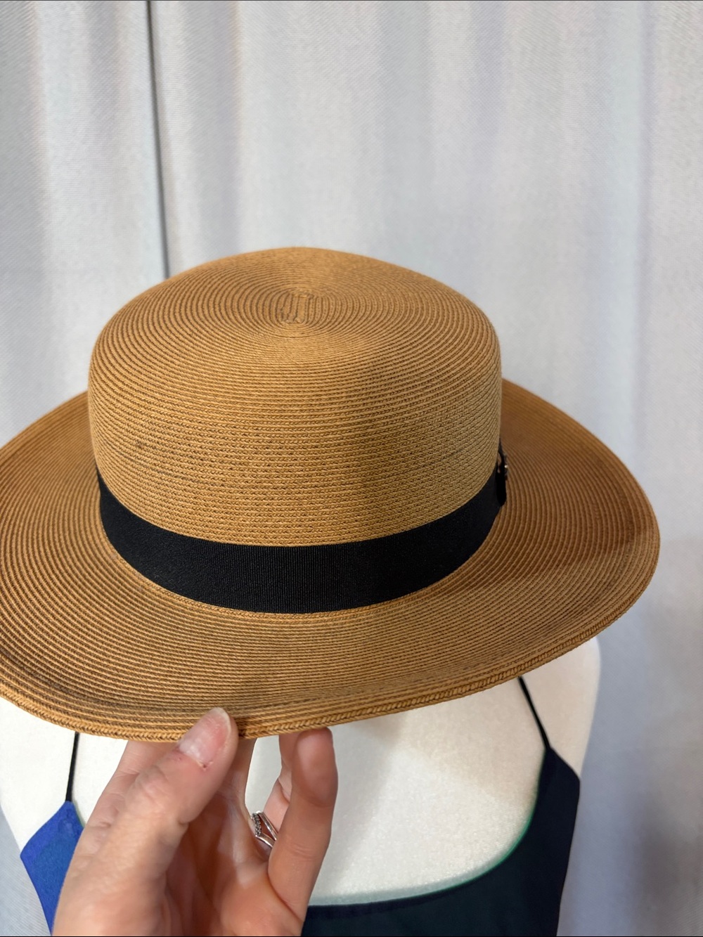 Classic Brown Straw Boater Hat with Black Band